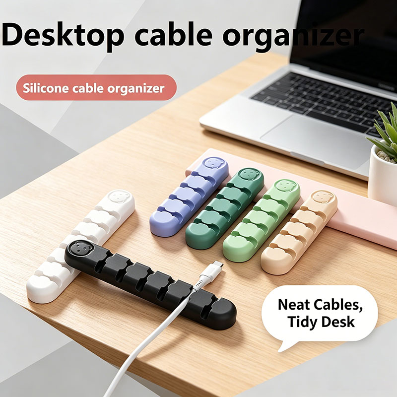 Desk Cable Organizer - Organizzatore di Cavi in Silicone Autoadesivo,